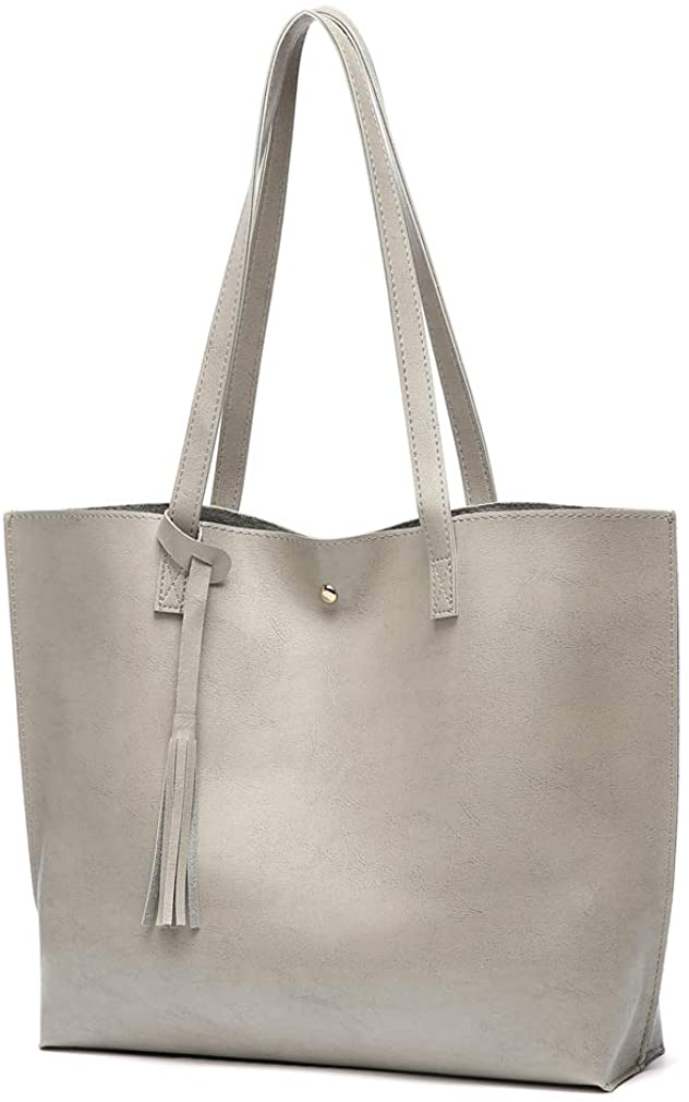Women's Soft Faux Leather Tote Shoulder Bag from Dreubea, Big Capacity Tassel Handbag