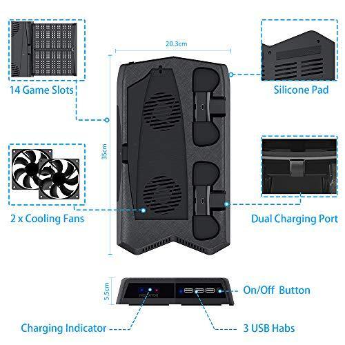 PS5 Console Cooling Fan, Arespark Playstation5 Vertical Edition Console Cooling Stand with Dualsense Controller Charge Station & Game Slots - JOY2ESpree