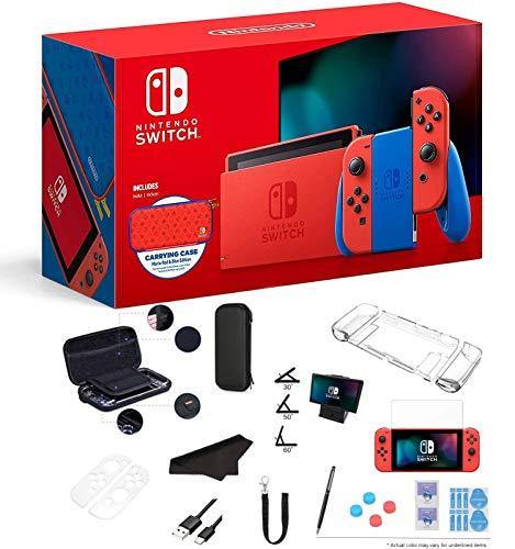 Newest Nintendo Switch Mario Red and Blue Edition 32GB Console and Carrying Case - JOY2ESpree
