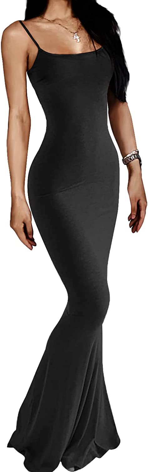 AnotherChill Women's Casual Lounge Slip Long Dress Sexy Sleeveless Backless Bodycon Maxi Dresses 2022 Spring Slim Elegant