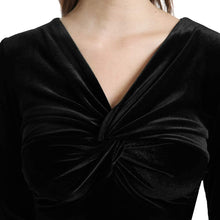 
                        
                          Load image into Gallery viewer, YHINTLFS Women Velvet Party Dress Long Sleeve V-Neck Wrap Mini Dress
                        
                      