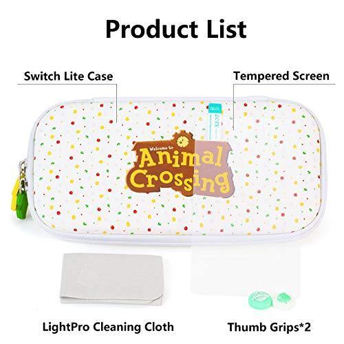 Carrying Case for Nintendo Switch - Cute Animal Crossing Portable Slim Travel Bag fit Switch Console & Game Accessories (White) - JOY2ESpree