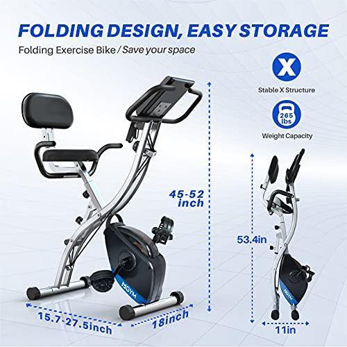 MGYM Folding Exercise Bike, Magnetic Resistance Stationary Fitness Bike 8-Levels Tension Adjustment Support Upright Recumbent - JOY2ESpree