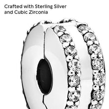 
                        
                          Load image into Gallery viewer, Pandora Jewelry Double Lined Pave Fixed Clips Cubic Zirconia Charm in Sterling Silver - JOY2ESpree
                        
                      