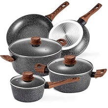 
                        
                          गैलरी व्यूवर में इमेज लोड करें, Prikoi Nonstick Cookware Set, Aluminum Kitchen Pots and Pans Set, Stovetop,Induction &amp; Dishwasher Safe, 8 Piece, Black - JOY2ESpree
                        
                      
