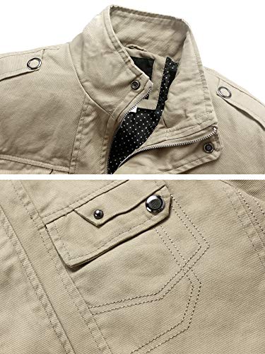 Wantdo Men's Cotton Stand Collar Lightweight Front Zip Jacket
