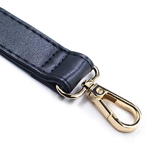 SUPXINJIA Leather Purse Strap Replacement - Adjustable for Handbags Crossbody or Shoulder Bags 34-59 Inch Long, 0.7 Inch Wide, Black with Gold Clasp