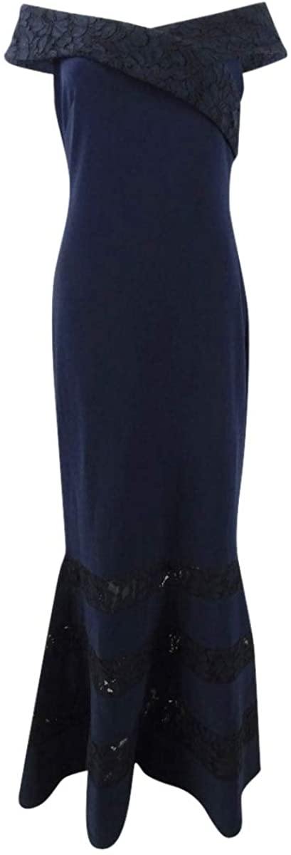 LAUREN RALPH LAUREN Womens Claudinah Off-The-Shoulder Lace Inset Evening Dress - JOY2ESpree