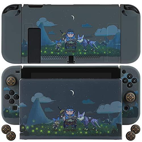 Dockable Case for Nintendo Switch, Protective Case Cover for Joy-Con Controllers with 4 Thumb Grips & Switch Base Cover (Monster Hunter Rise) - JOY2ESpree