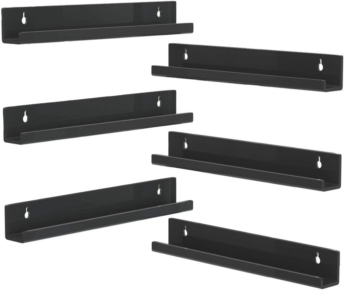 NIUBEE Black Vinyl Record Shelf Wall Mount 6 Pack - JOY2ESpree