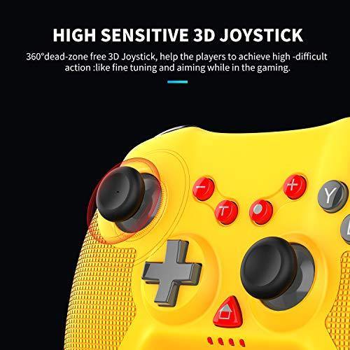 STOGA Wireless Controller for Switch, Proslife Gamepad Joystick with Auto Turbo, 6-Axis Gyro, Replacement for Nintendo Switch controller, Yellow - JOY2ESpree