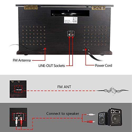 Cassette Record Player,Phonographs DLITIME 3-Speed Vinyl Turntable Built-in Bluetooth 2x9W Speakers - JOY2ESpree