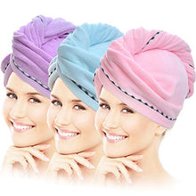 
                        
                          Load image into Gallery viewer, Vinker 3 Pack Hair Towel Wrap, Microfiber Quick Drying Hair Towels, Bath Dryer Caps, Bath Hair Drying Towel, Quick Dryer Hat for Women Girls
                        
                      