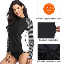 
                        
                          將圖片載入圖庫檢視器 CharmLeaks Women's Long Sleeve Rashguard UPF 50 Sun Protection Swimsuit Top Striped Swim Shirts
                        
                      