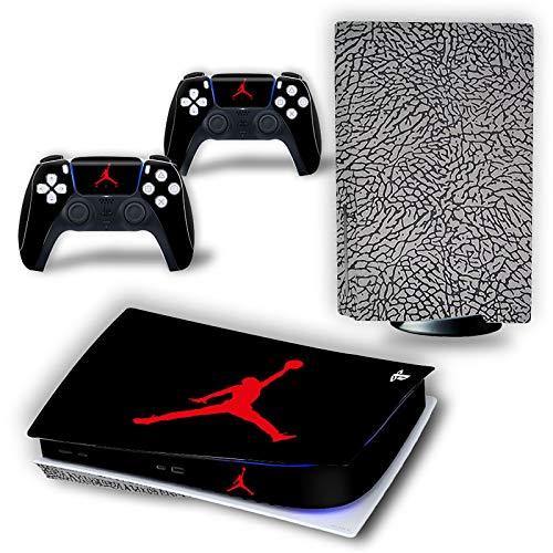 PS5 Console and Controller Skin Vinyl Sticker Decal Cover for PlayStation 5 Console and Controllers, Disk Edition -Jordan Black Cement - JOY2ESpree