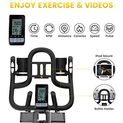 pooboo Exercise Bike Indoor Cycling Bike Stationary Bike-Belt Drive Cardio Bike with 44LBS Flywheel - JOY2ESpree