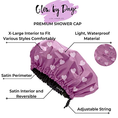 Large Satin Lined Shower Cap- Adjustable, Waterproof, Satin Interior for Hair Protection