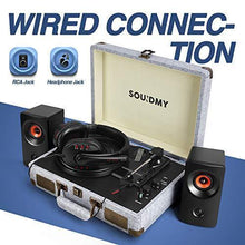 
                        
                          Muat gambar ke penampil Galeri, Souidmy Vinyl Record Player, Bluetooth Turntable with Speakers, 3-Speed, AUX/Headphone/RCA Port, Equipped New Wireless Function, Silver Mist - JOY2ESpree
                        
                      