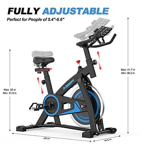 De.Pommeyeux Exercise Bike, Indoor Cycling Bike Stationary, Workout Bike for Home Cardio Gym with Tablet Mount, Pulse Sensor and LCD Monitor - JOY2ESpree