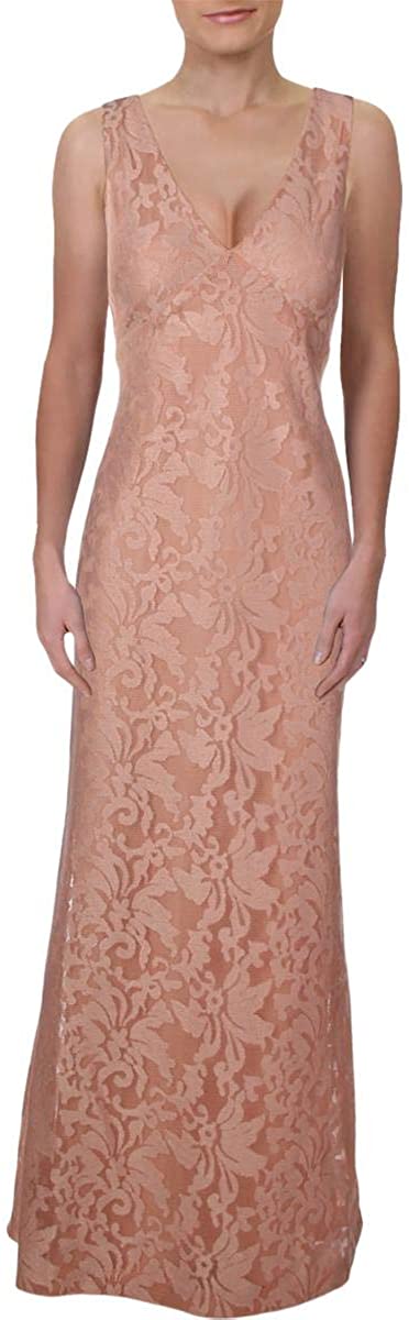 LAUREN RALPH LAUREN Saraeve Neoprene Floral Print V-Neck Evening Dress