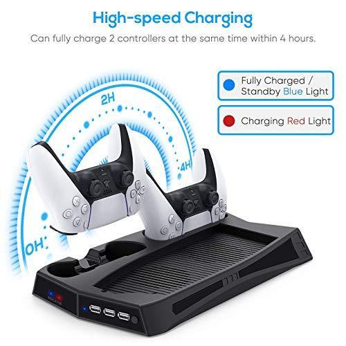 Vertical Stand for PlayStation 5 with Cooling Fan Charging Station Cooler - JOY2ESpree