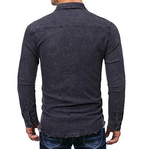 Cloudstyle Men's Regular Fit Button Down Casual Denim Shirts Long Sleeve Jean Shirts