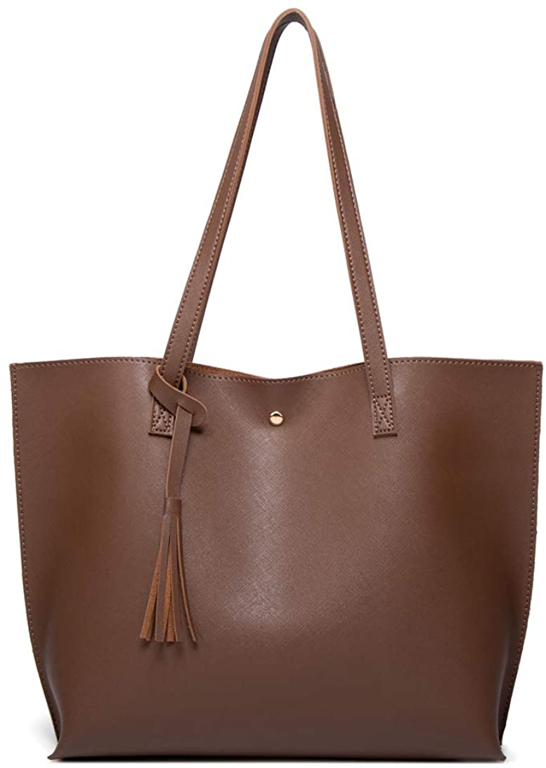 Women's Soft Faux Leather Tote Shoulder Bag from Dreubea, Big Capacity Tassel Handbag