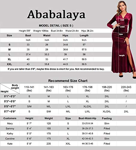 Ababalaya Long Sleeve Wrap Velvet Long Formal Dresses Cocktail Dress