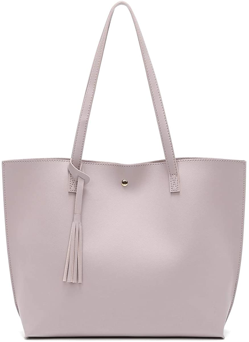 Women's Soft Faux Leather Tote Shoulder Bag from Dreubea, Big Capacity Tassel Handbag