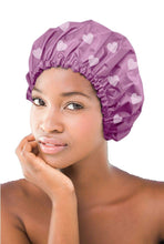 
                        
                          Load image into Gallery viewer, Large Satin Lined Shower Cap- Adjustable, Waterproof, Satin Interior for Hair Protection
                        
                      