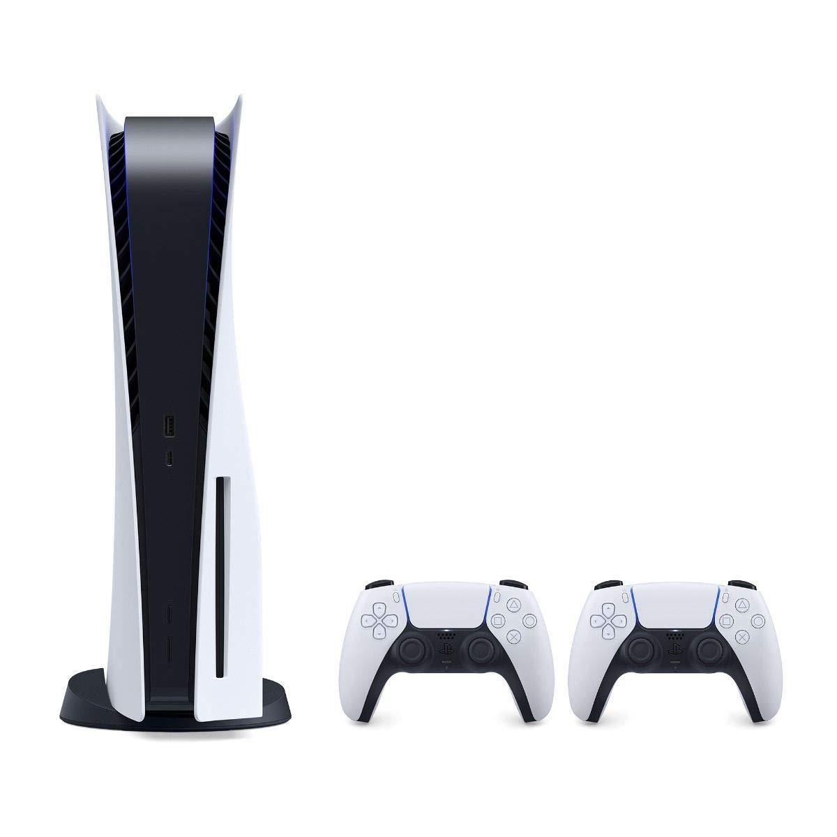 Ptech 2021 Playstation Console Two Controller Bundle - PS5 Disk Version with Two Wireless Controllers and Soft Shell Controller Case - JOY2ESpree