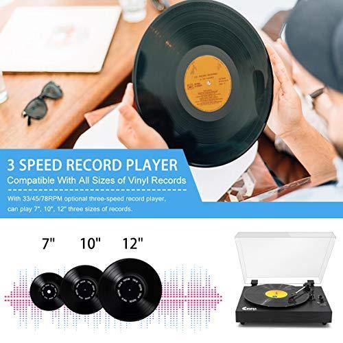 Retro Record Player for 33/45/78 RPM Vinyl Records,Bluetooth Belt-Drive Turntable - JOY2ESpree