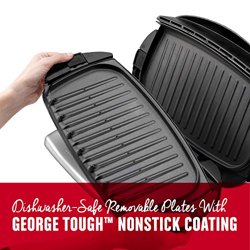 George Foreman 5-Serving Removable Plate Electric Indoor Grill and Panini Press, Black, GRP0004B - JOY2ESpree