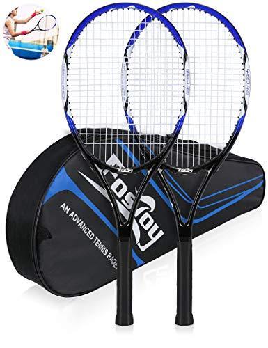 Fostoy Adult Recreational Tennis Racket, 27 inch Tennis Racquet with Carry Bag, Professional Tennis Racket, Good Control Grip, Vibration Dampe - JOY2ESpree