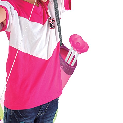 SainSmart Jr. Kids Bow & Arrow Toy, Princess Basic Archery Set Outdoor Hunting Game with 3 Suction Cup Arrows, Target & Quiver, Pink