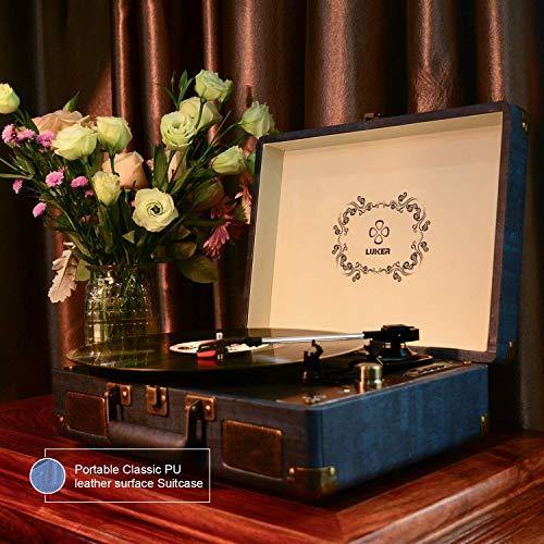Record Player, LUKER Portable Suitcase Bluetooth Turntable for Vinyl Record - JOY2ESpree