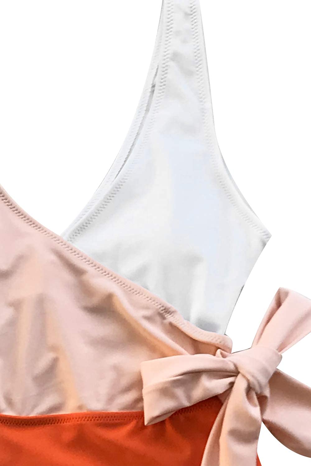CUPSHE Women's One Piece Swimsuit Knotted Color Block Bathing Suit