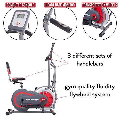Body Power 3-in-1 Exercise Machine, Trio Trainer, Elliptical and Upright/Recumbent Bike BRT5088 gray, silver, red - JOY2ESpree
