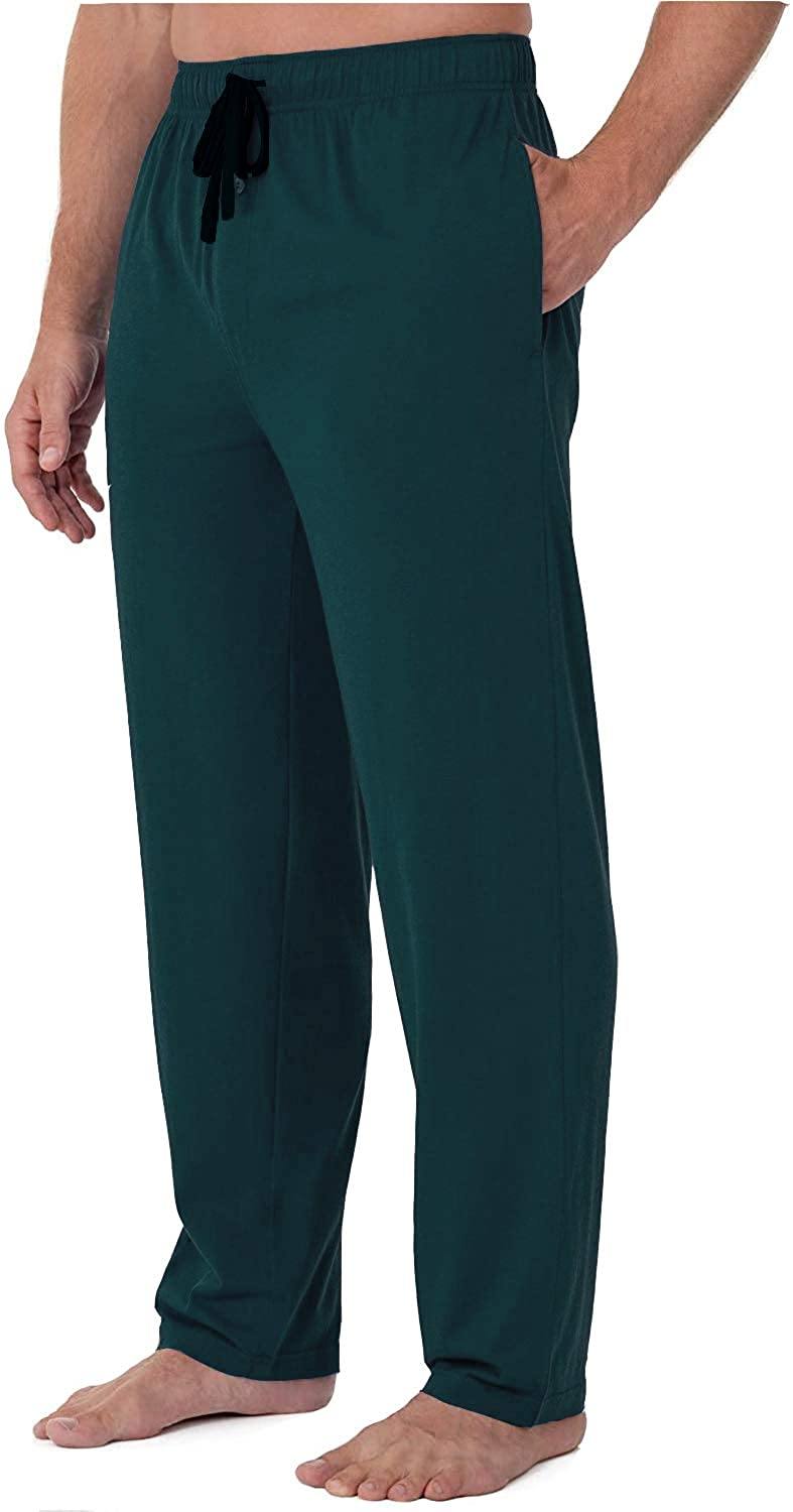 Bintangor Men's Sleep Pajama Pants 100% Cotton Knit Elastic Waistband Lounge Wear Long
