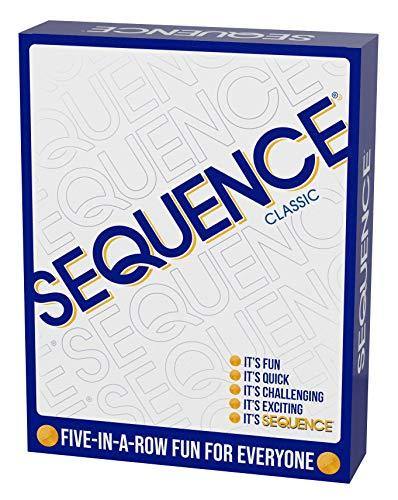 SEQUENCE- Original SEQUENCE Game with Folding Board, Cards and Chips by Jax ( Packaging may Vary ) White, 10.3" x 8.1" x 2.31" - JOY2ESpree