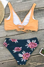 
                        
                          Load image into Gallery viewer, CUPSHE Women's Bikini Swimsuit Floral Print Lace Up Two Piece Bathing Suit
                        
                      