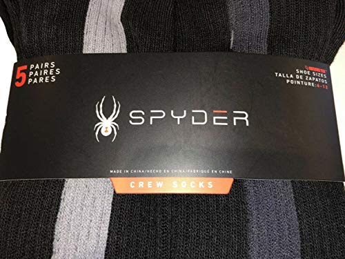 Spyder - 5-pair Full Crew Socks with Stitched Logo - Black