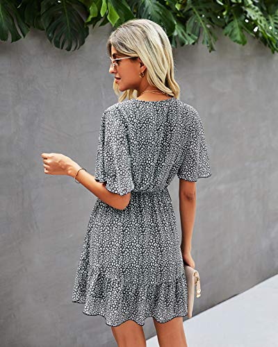 KIRUNDO 2021 Women’s Summer Short Sleeve Ruffle Floral Dress