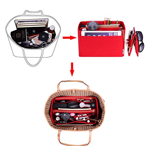 Purse Organizer, Purse Organizer Insert With 2 Metal Zipper, Bag Organizer With RFID Blocking Pocket Purse Organizer insert
