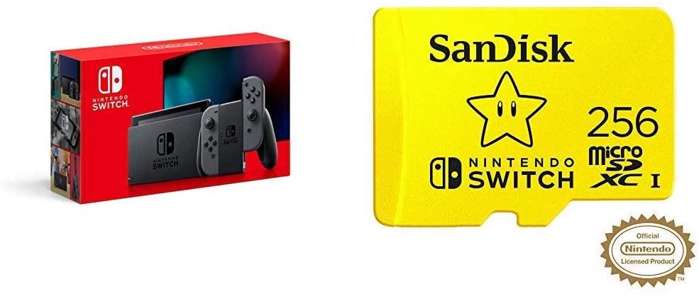 Nintendo Switch with Neon Blue and Neon Red Joy‑Con - HAC-001(-01) + SanDisk 128GB MicroSDXC UHS-I Card - JOY2ESpree