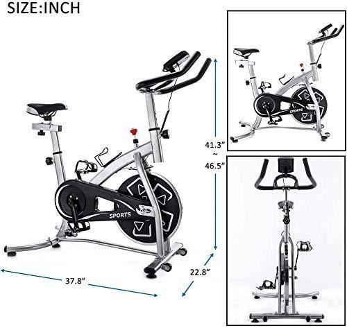 DKLGG Indoor Cycling Bike Stationary with Monitor Belt Drive Exercise Bike with 22lbs Flywheel (Silver+Black) (Black) - JOY2ESpree