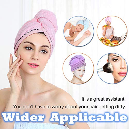 Vinker 3 Pack Hair Towel Wrap, Microfiber Quick Drying Hair Towels, Bath Dryer Caps, Bath Hair Drying Towel, Quick Dryer Hat for Women Girls