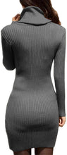 
                        
                          Load image into Gallery viewer, v28 Women Cowl Neck Knit Stretchable Elasticity Long Sleeve Slim Fit Sweater Dress
                        
                      