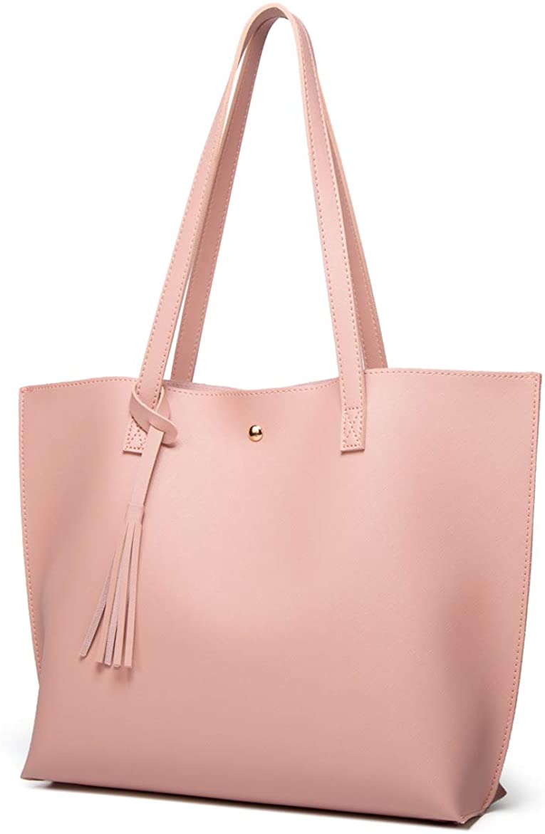 Women's Soft Faux Leather Tote Shoulder Bag from Dreubea, Big Capacity Tassel Handbag