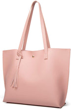 
                        
                          將圖片載入圖庫檢視器 Women's Soft Faux Leather Tote Shoulder Bag from Dreubea, Big Capacity Tassel Handbag
                        
                      